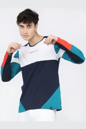 LocoMotive Men Colourblocked Round Neck Cotton Slim Fit T-shirt
