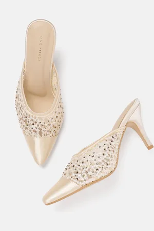Lino Perros Woven Design Embellished Slim Heeled Mules