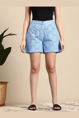Mast & Harbour Women Schiffli Floral High-Rise Shorts