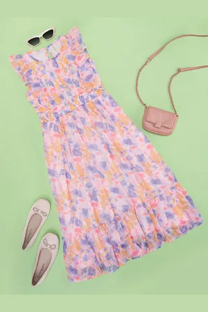 Pantaloons Girls Floral Printed Round Neck Sleeveless Maxi Dress