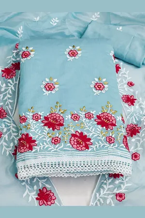 Ishin Floral Embroidered Unstitched Dress Material
