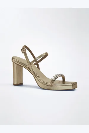 Signature Women Block heels Pointed Toe Backstrap Embellished Party Block Sandals