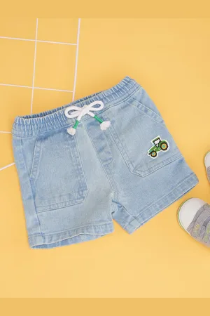 Pantaloons Boys Solid Washed Denim Shorts