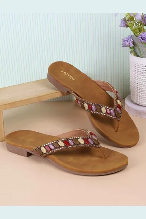 Metro Women Ethnic T-Strap Flats