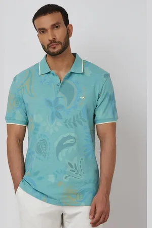 Mufti Men Floral Printed Polo Collar Cotton Slim Fit T-shirt