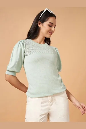 Pantaloons Women Self Design Round Neck Top