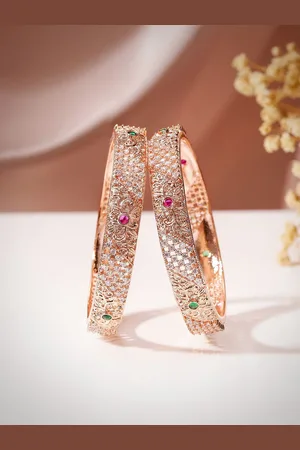 Priyaasi Rose Gold Plated AD Stone Studded Bangles