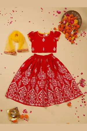 SAKA DESIGNS Girls Printed Ready to Wear Lehenga & Blouse With Dupatta