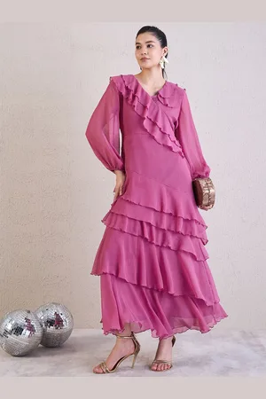 Antheaa Puff Sleeve Chiffon Maxi Dress