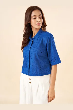 Pantaloons Print Cotton Shirt Style Top