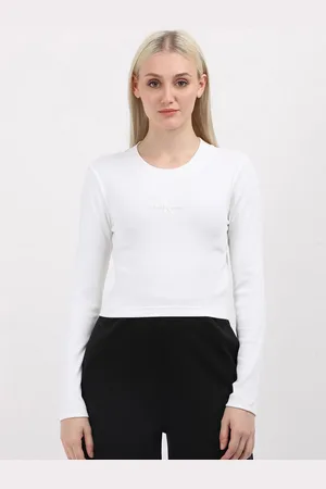 Calvin Klein Women Brand Logo Printed Round Neck Cotton T-Shirt