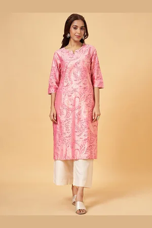 Pantaloons Floral Printed Notch Neck Straight Kurta