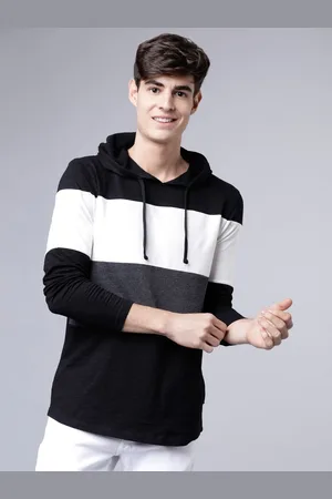 LocoMotive Men Colourblocked Hood Cotton Slim Fit T-shirt