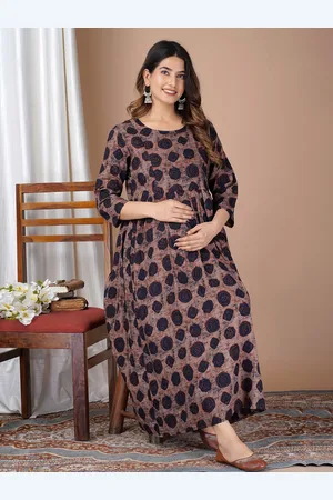BAESD Alphanumeric Printed Maternity Fit & Flare Midi Dress