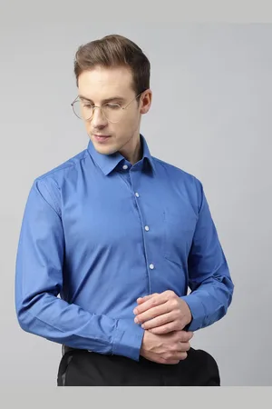 HANCOCK Men Smart Spread Collar Solid Cotton Slim Fit Formal Shirt