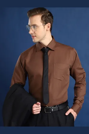 HANCOCK Men Standard Spread Collar Solid Cotton Slim Fit Formal Shirt
