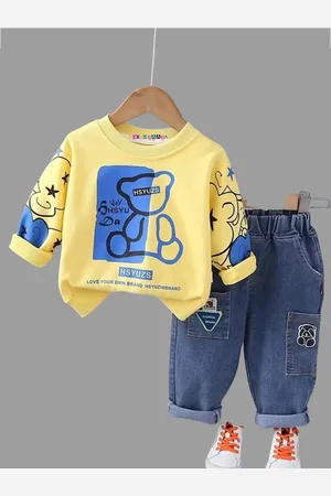 Googo Gaaga Boys Printed Round Neck Pure Cotton Sweatshirt With Trousers