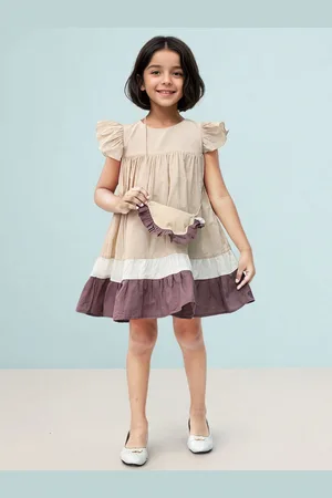 Toonyport Girls Cap Sleeve A-Line Dress with Bag