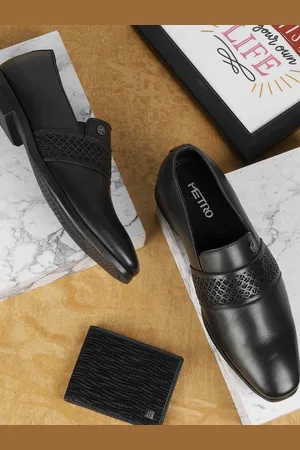 Metro Men Textured Leather Slip-On Shoes Formal Shoes