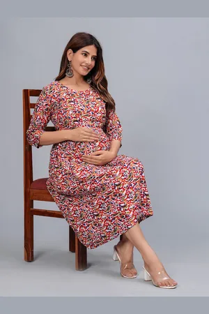 BAESD Ethnic Motifs Printed Maternity Fit & Flare Dress