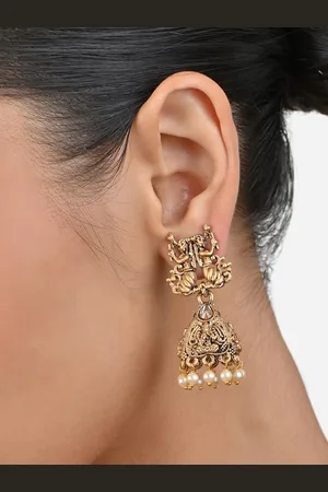 Fida Gold Plated Geometric Shaped Alloy Temple Jhumkas