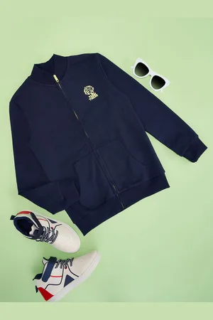 Pantaloons Boys Solid Mandarin Collar Pure Cotton Sweatshirt
