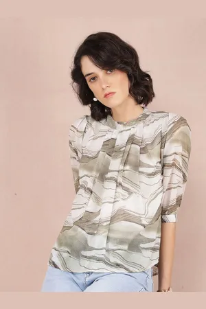 Crimsoune Club Women Abstract Printed Round Neck Top