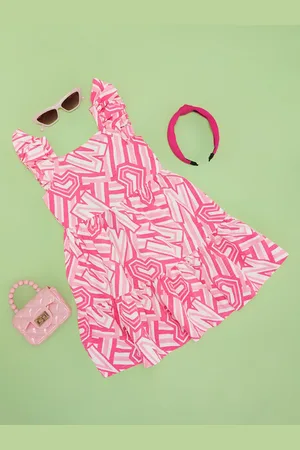 Pantaloons Girls Printed Tiered Fit & Flare Dress