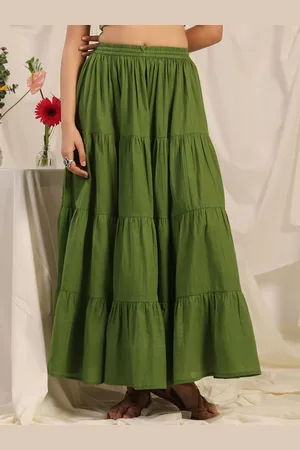 anayna Pure Cotton Flared Maxi Skirt