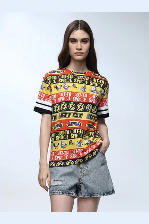 ONLY Women Graphic Printed Round Neck Cotton T-shirt