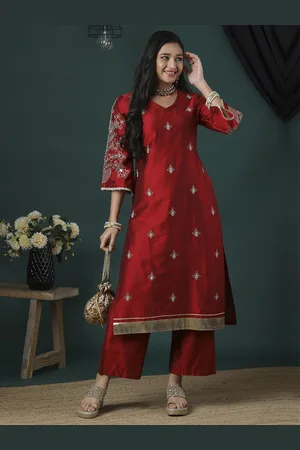 Globus Women Ethnic Motifs Embroidered Regular Kurta with Palazzos