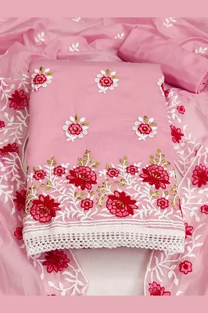 Ishin Embroidered Thread Work Unstitched Dress Material