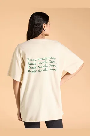 KICA Wellness Edition Women Cotton Oversized Printed Typographic T-shirt