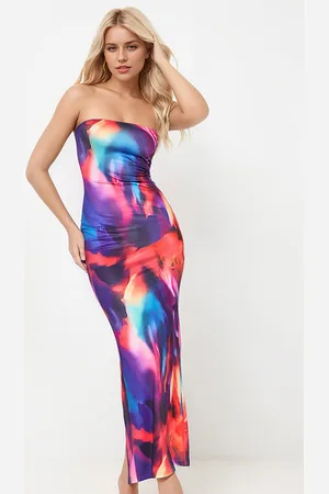 JC Mode Women Abstract Printed Off-Shoulder Maxi Dress