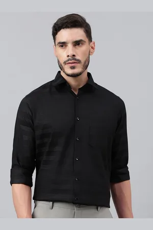Richlook Men Comfort Spread Collar Horizontal Striped Cotton Party Shirt