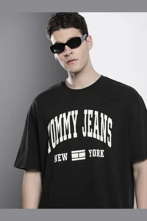 Tommy Hilfiger Men Brand Logo Printed Pure Cotton Oversized T-shirt