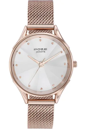 Sonata Women Poze Dial & Bracelet Style Straps Analogue Watch SP80087WM01
