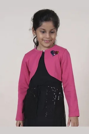 KiddoPanti Girls Crop Button Shrug