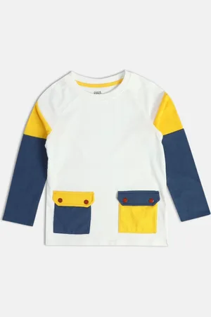 MINI KLUB Boys Solid Colourblocked Round Neck Cotton T-shirt