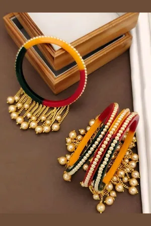 Align Set Of 4 Gold-Plated Pearls Beaded Bangles