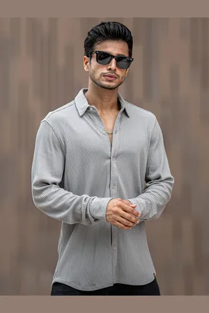 Maniac Men Comfort Spread Collar Striped Cotton Casual Shirt