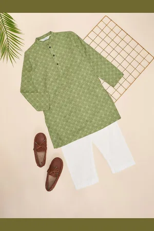 Pantaloons Boys Geometric Printed Regular Straight Kurta with Pyjamas