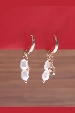 Elle Gold Plated Pearls Hoop Earrings