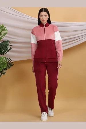 Sweet Dreams Mock Collar Mid-Rise Colourblocked Tracksuits