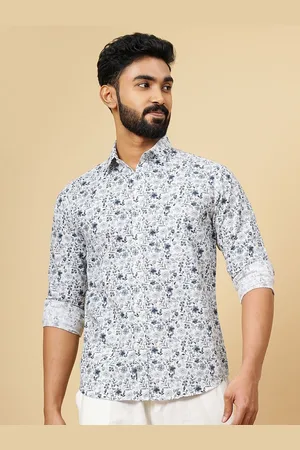 Greenfibre Men Cutaway Collar Floral Printed Cotton Slim Fit Casual Shirt