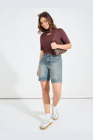 Styli Short Sleeves Knit Top With Cutout