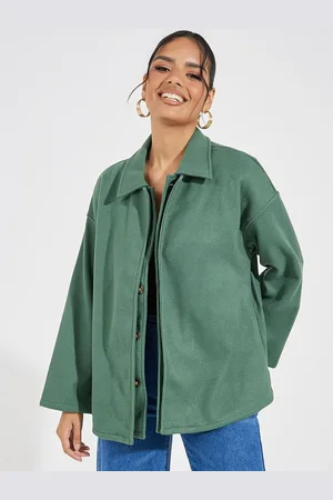 Styli Women Oversized Fit Long Length Mock Double Layer Jacket