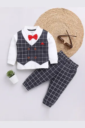 Moms Love Infant Boys Pure Cotton Checked Shirt with Joggers
