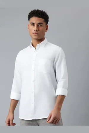 Richlook Men Comfort Spread Collar Solid Linen Casual Shirt