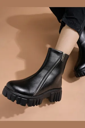 Shoetopia Women Casual Block-Heeled High-Top Boots